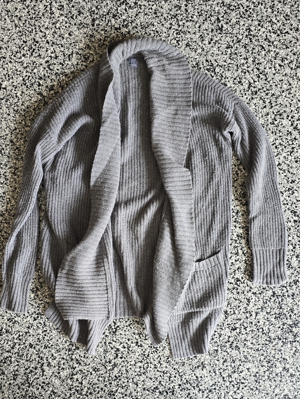 aerie Heather Gray Ribbed Open-Front Cardigan